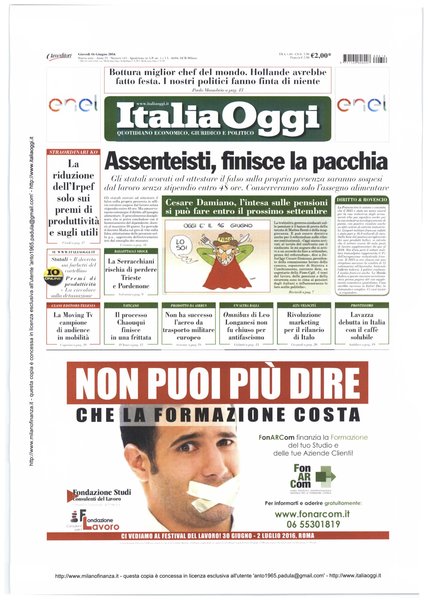 Italia oggi : quotidiano di economia finanza e politica